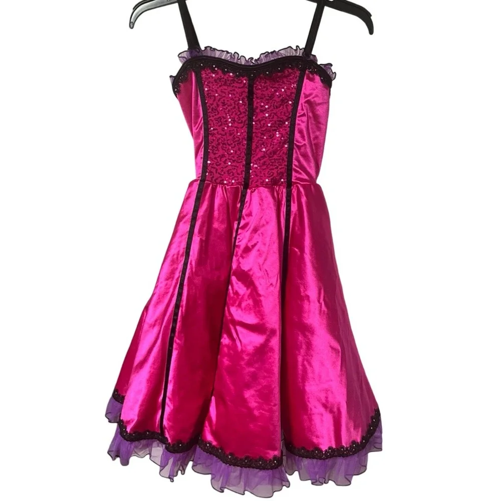 Weissman Girls Pink Sequin Dance Costume Dress Can You Can Can Size‎ MC (10/12)